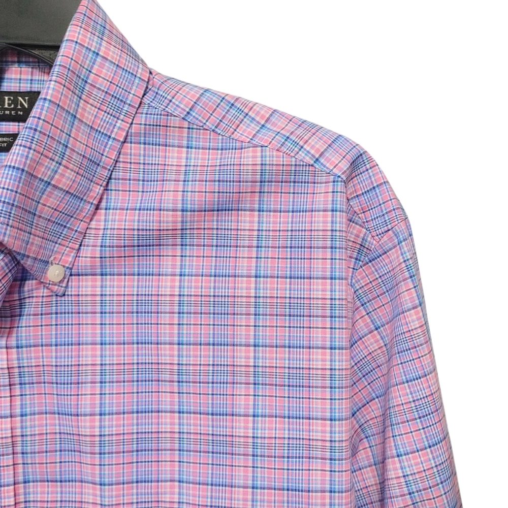 Lauren Ralph Lauren Men's Blue Pink Plaid Button Down Shirt Mens Size Large - Picture 5 of 12